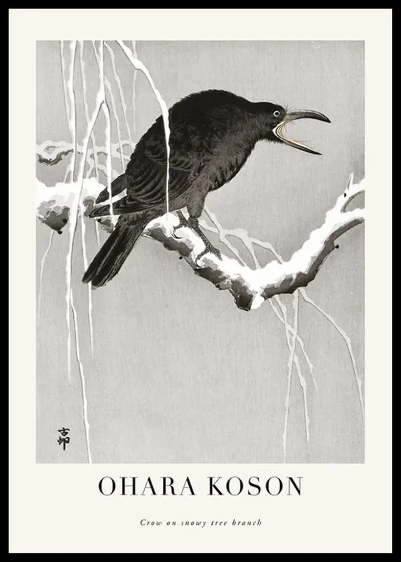 Finale Aktion Crow On Snowy Tree Branch No1 By Ohara Koson Poster