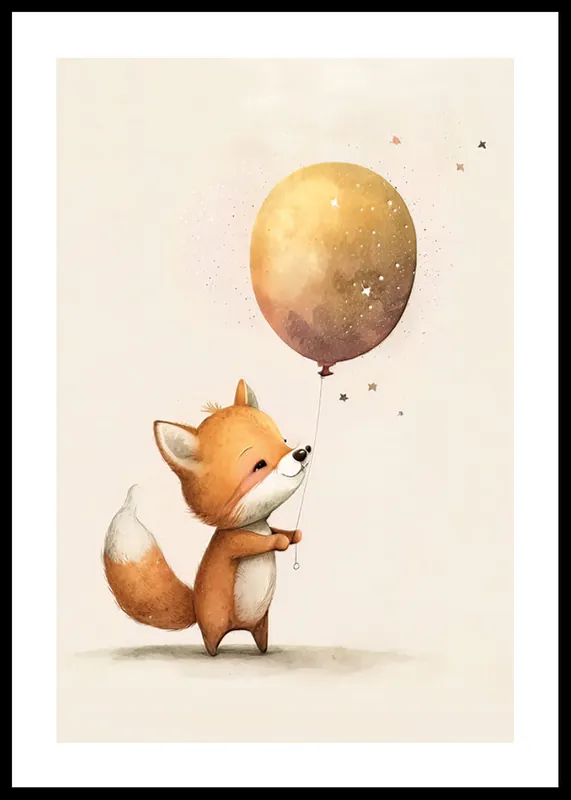 Must-Have Fox Holding Balloon Poster
