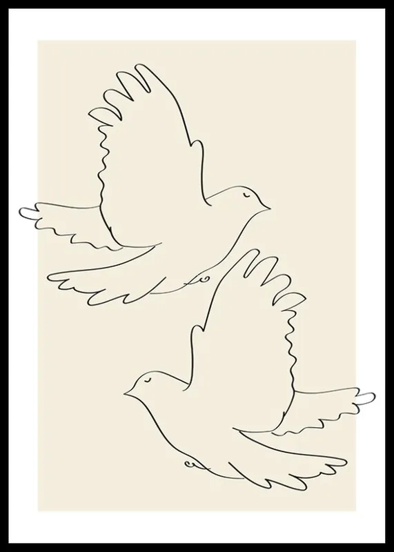 Doves Line Drawing Poster Sofort Bestellen
