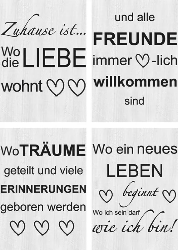 Geprüft Wo die Liebe wohnt 1-4 Poster Set DIN A4 / je 21x29,7 cm