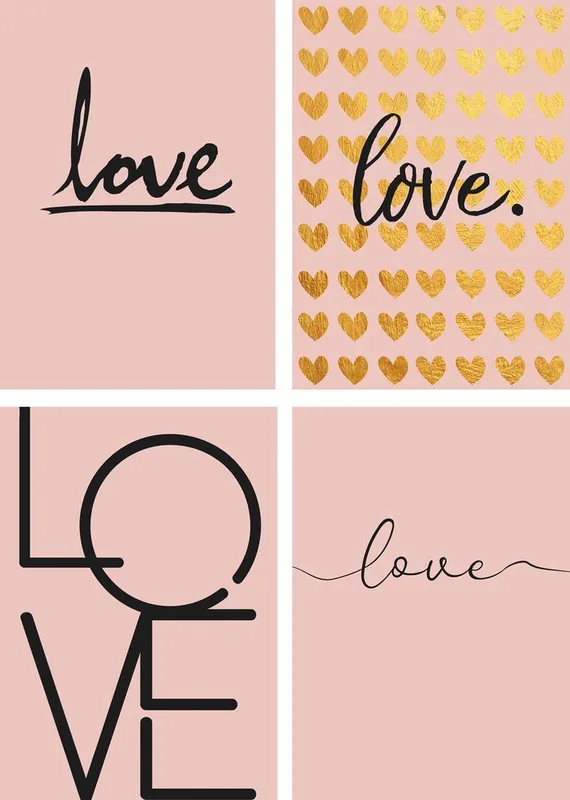 Meistverkauft 4 x love - ein Hoch der Liebe Poster Set DIN A4 / je 21x29,7 cm