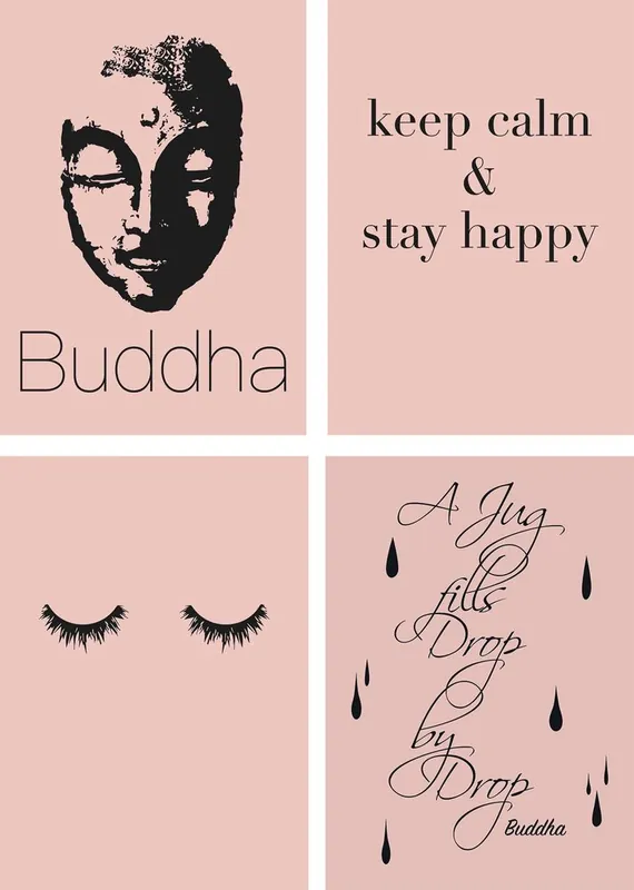 Buddha Ruhe Wimpern Tropfen Poster Set DIN A4 / je 21x29,7 cm Versand Am Gleichen Tag