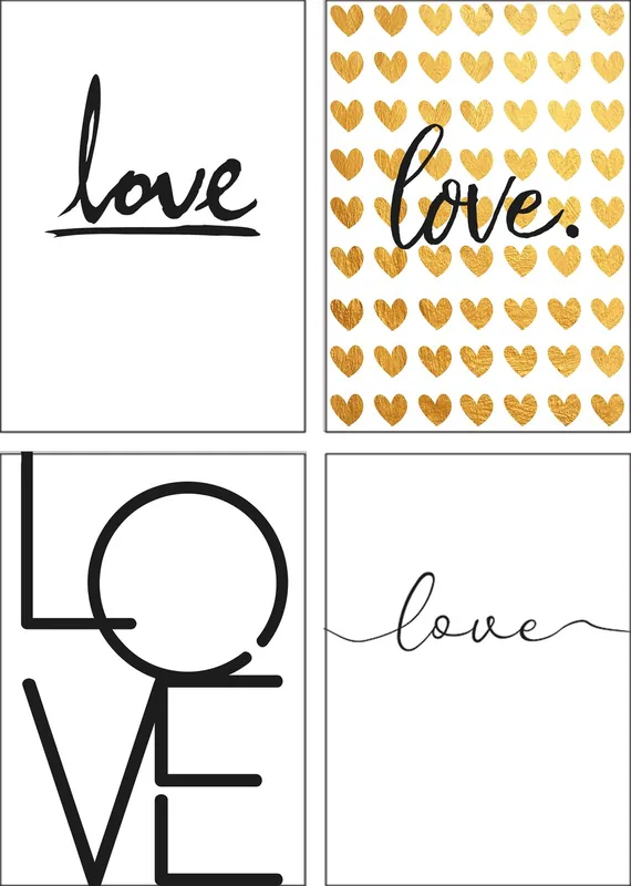 Markenware 4 x love - ein Hoch der Liebe Poster Set DIN A4 / je 21x29,7 cm