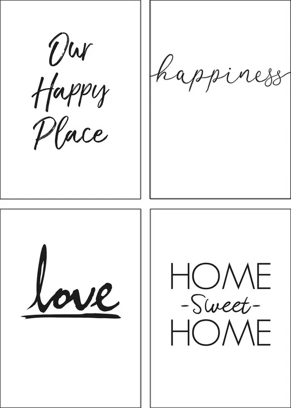 Glück Liebe Trautes Heim - Glück allein Poster Set DIN A4 / je 21x29,7 cm Wochenendangebot