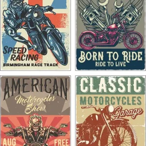 Born to ride Totenkopf Motorradfahrer Poster Set DIN A4 / je 21x29,7 cm Preis Gesenkt