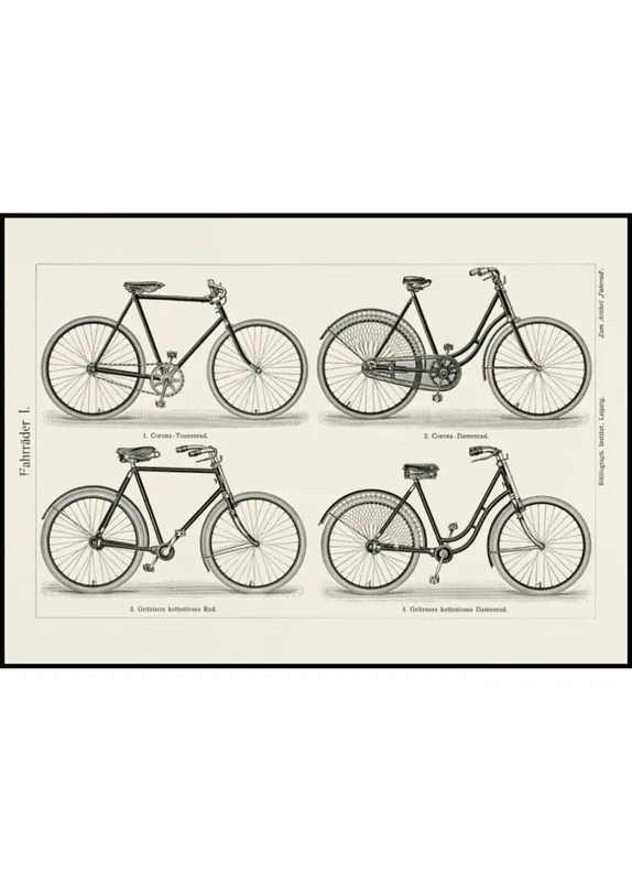 Kostenloser Rückversand Old Bikes Vintage Poster
