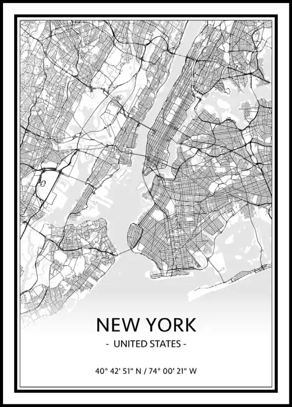 Gratis Versand Map of New York Poster nr.1