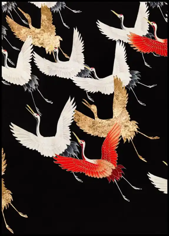 Gratis Versand Japanese Cranes Vintage Poster