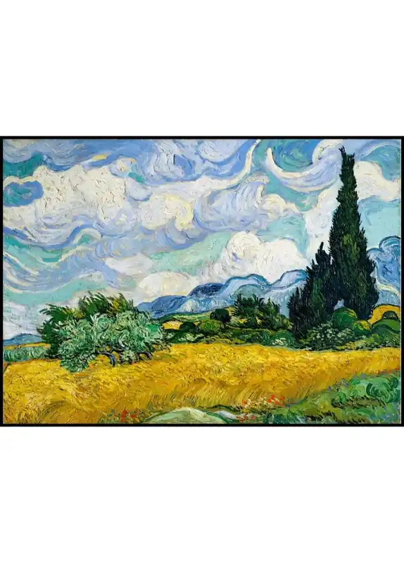 Wheat Field with Cypresses Poster Kostenloser Rückversand
