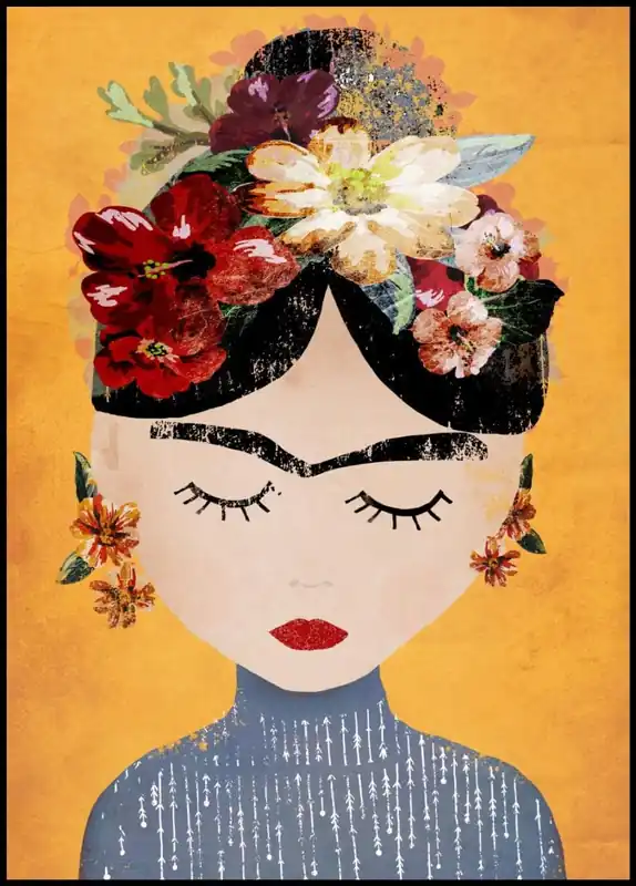 Frida Yellow Poster by treechild Solange Der Vorrat Reicht
