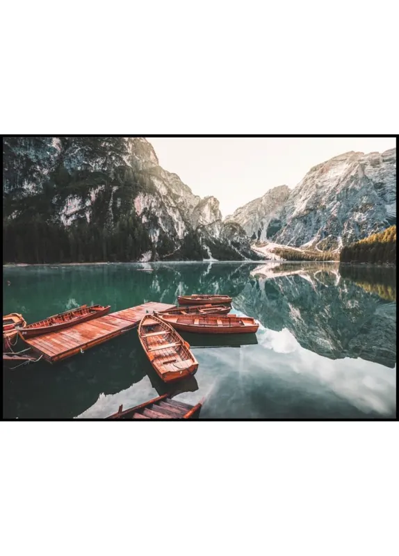 Wooden Rowing Boats In A Mountain Lake Poster Ausverkauf