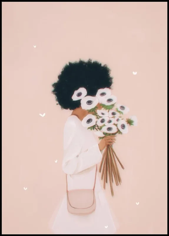 Rabatt Girl With Flowers Illustration Poster