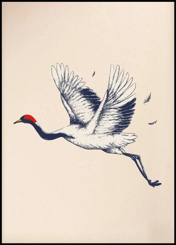 Japanese Crane Illustration Poster no.2 Super-Preis