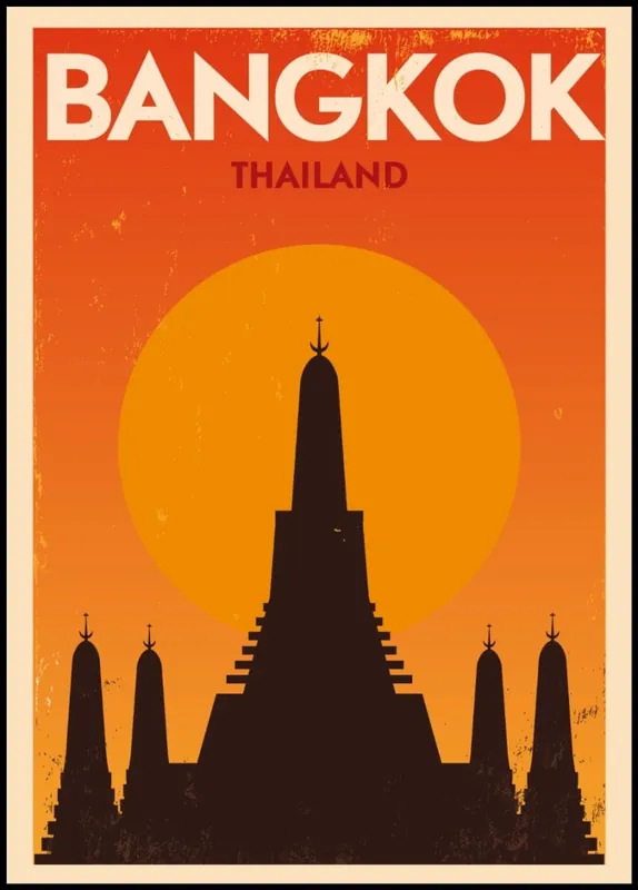 Wochenendangebot Bangkok Thailand Vintage City Poster