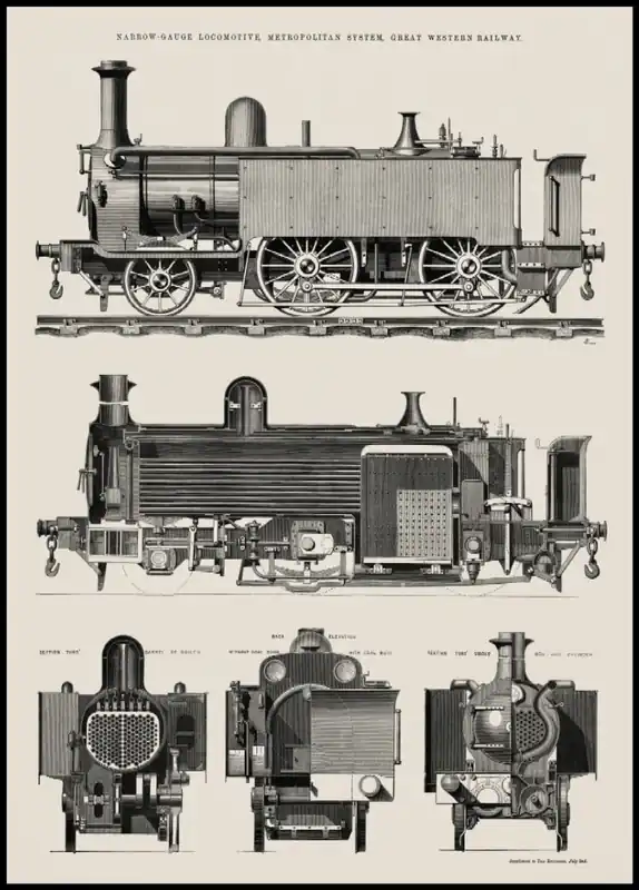 Versand Am Gleichen Tag Vintage Steamtrain Illustration Poster