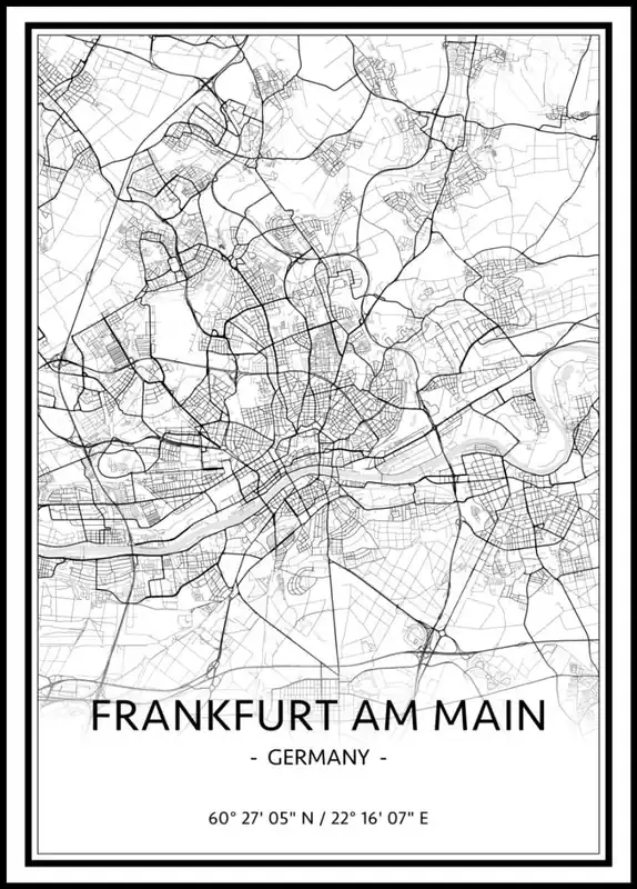Map of Frankfurt Am Main Poster nr.1 Neue Ware