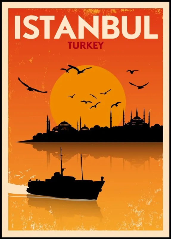 Istanbul Turkey Vintage City Poster Neue Kollektion