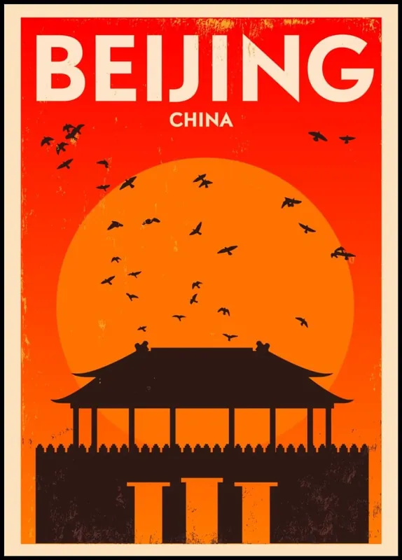 Beijing China Vintage City Poster Direkt Vom Hersteller