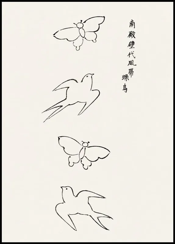 Japanese Vintage Birds and Butterflies No. 2 Poster Aktuell