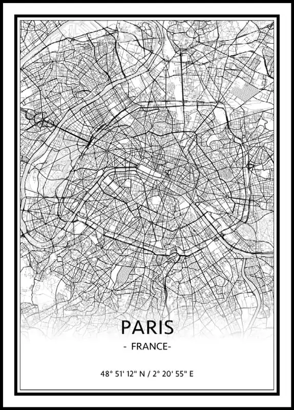 Map of Paris Poster nr.1 Sale