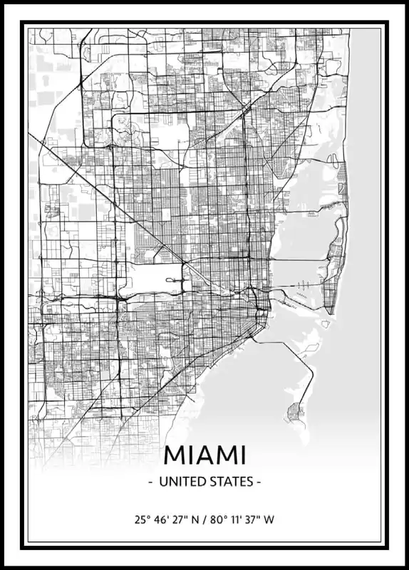 Mega-Angebot Map of Miami Poster nr.1