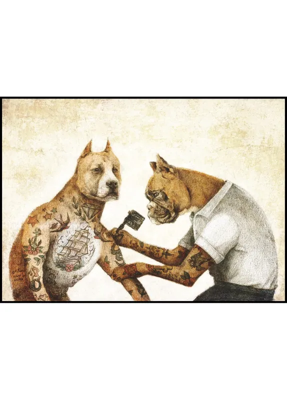 Tattooed Dogs Poster by Mike Koubou Kostenloser Rückversand