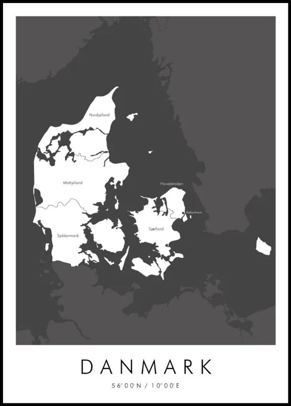 Neue Kollektion Map of Danmark Poster nr.1