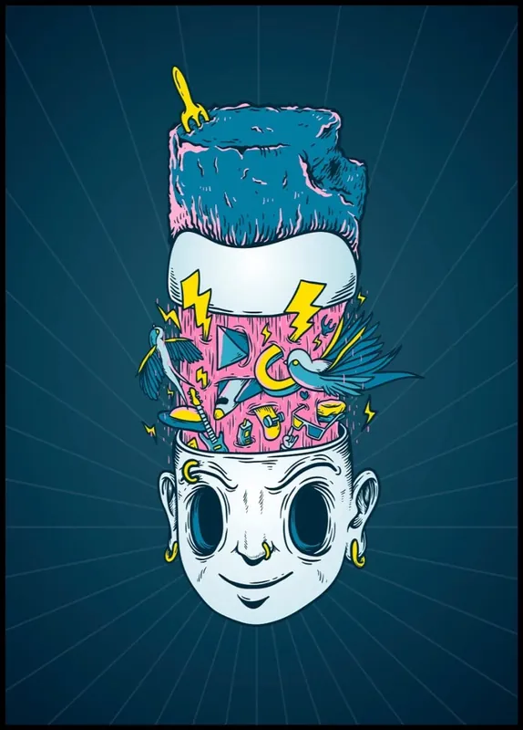 Neu Im Sortiment Mind Blown Illustration Poster