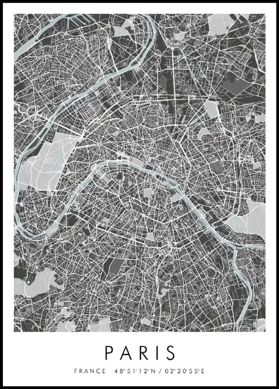 Kostenloser Versand Map of Paris Poster nr.2