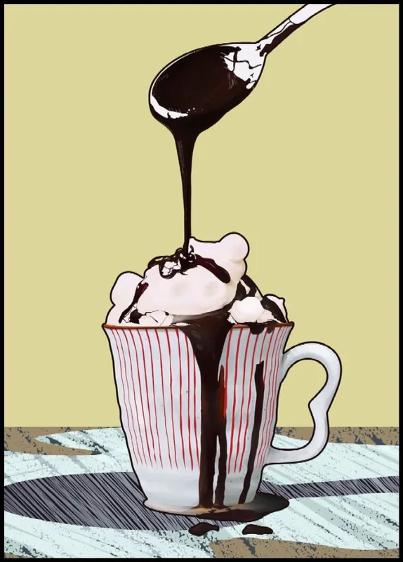 Meistverkauft Spooning Chocolate On Creamy Coffee Cup Illustration Poster