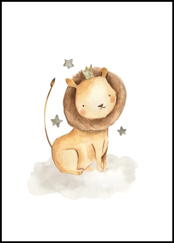 Kostenloser Versand Baby Lion With Stars Painted Poster