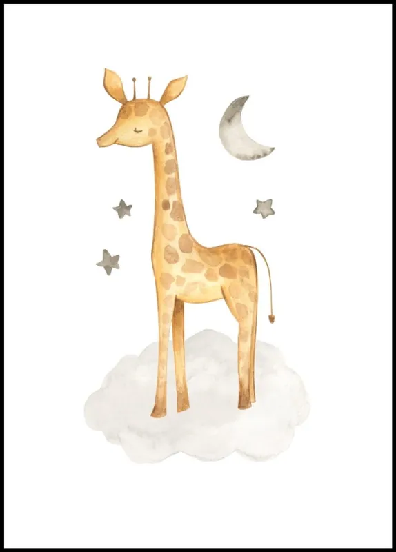 Baby Giraffe With Stars And Moon Poster Solange Der Vorrat Reicht