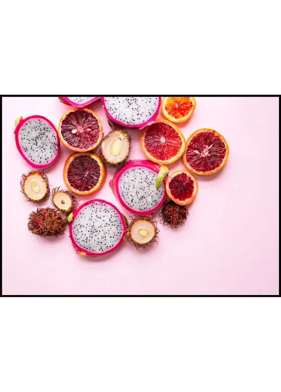 Mixed Fruit On Pink Poster Versand Am Gleichen Tag