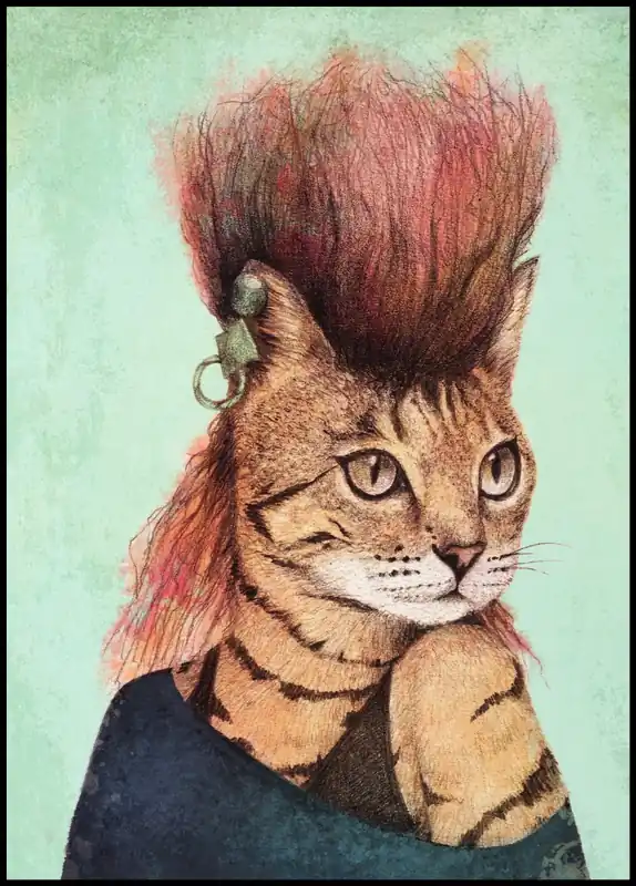 Punk Cat Poster by Mike Koubou Begrenztes Angebot