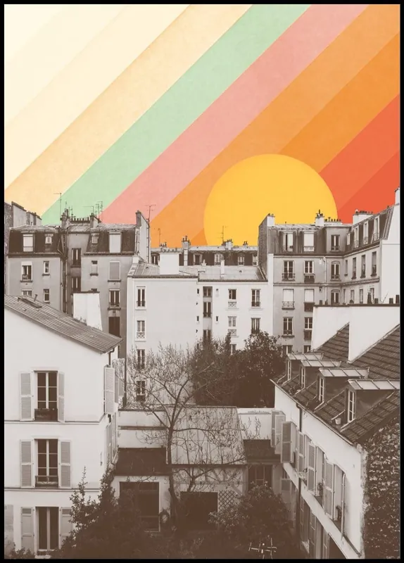 Rabatt Rainbow Sky Above Paris Poster by Florent Bodart