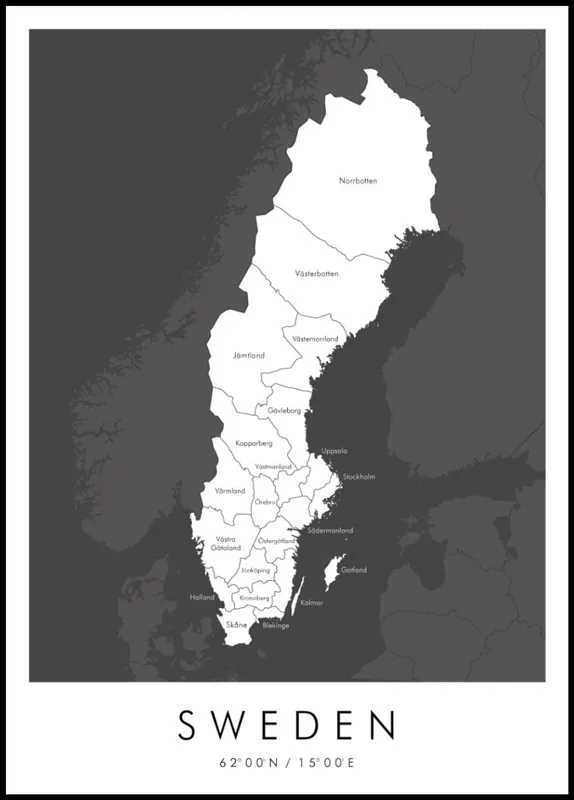 Map of Sweden Poster nr.2 Billig