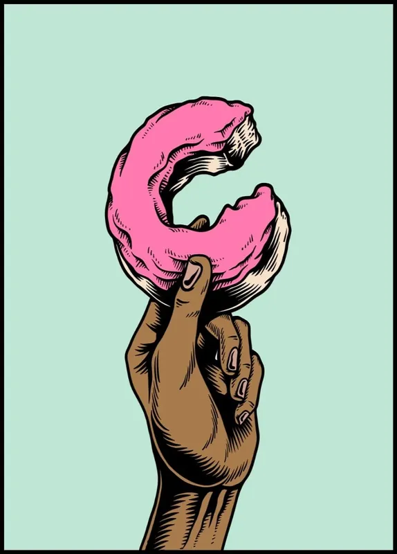 Kostenloser Rückversand Donut Illustration Poster