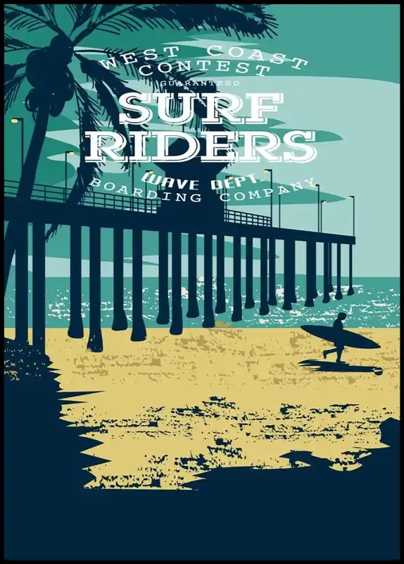 Versand Am Gleichen Tag West Coast Surf Riders Poster