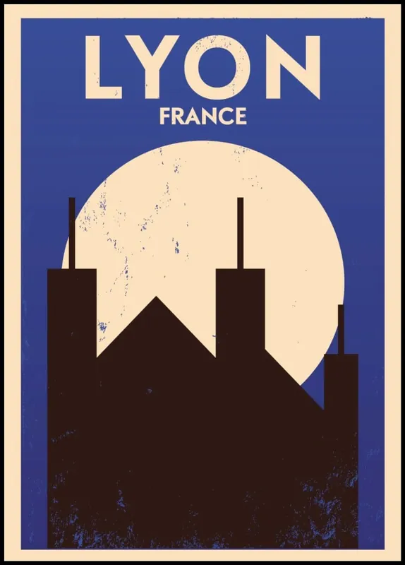 Neu Lyon France Vintage City Poster