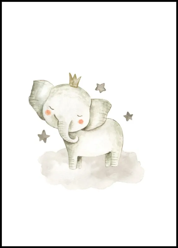Baby Elephant With Stars Painting Poster Sonderaktion
