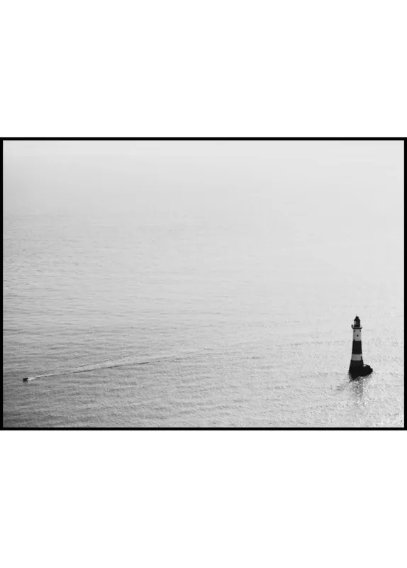 Lighthouse With Boat Poster Schneller Versand