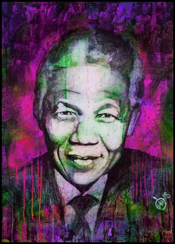Nelson Mandela Purple Poster by Didier Chastan Versand Am Gleichen Tag