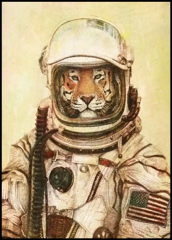 The Tiger Astronaut Poster by Mike Koubou Bestseller