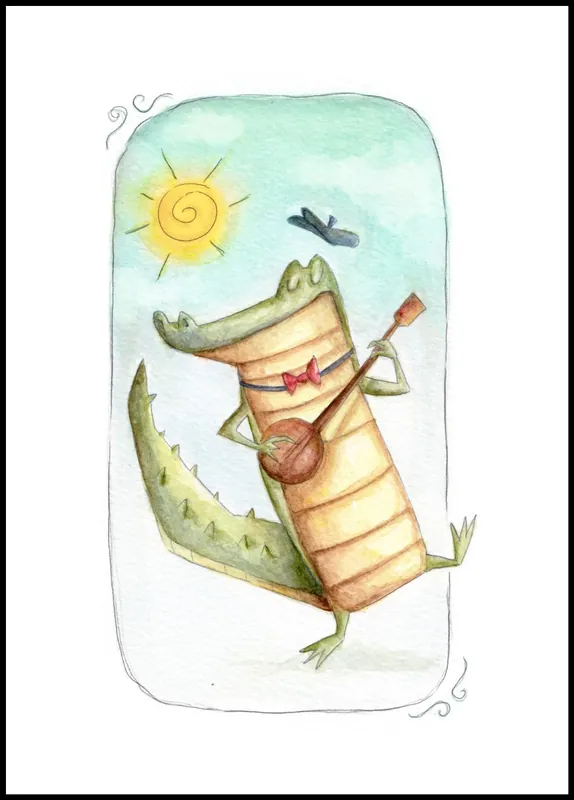 Happy Crocodile Poster by Mike Koubou Angebot