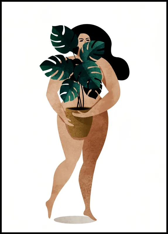 Sichere Zahlung Nude With Plant Poster by Kubistika