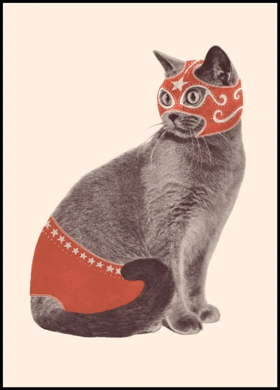 Chat Catcheur Poster by Florent Bodart Angebot