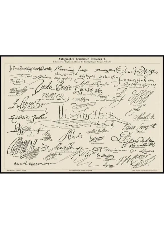 Autographs of Famous Figures Poster nr.1 Kostenloser Versand