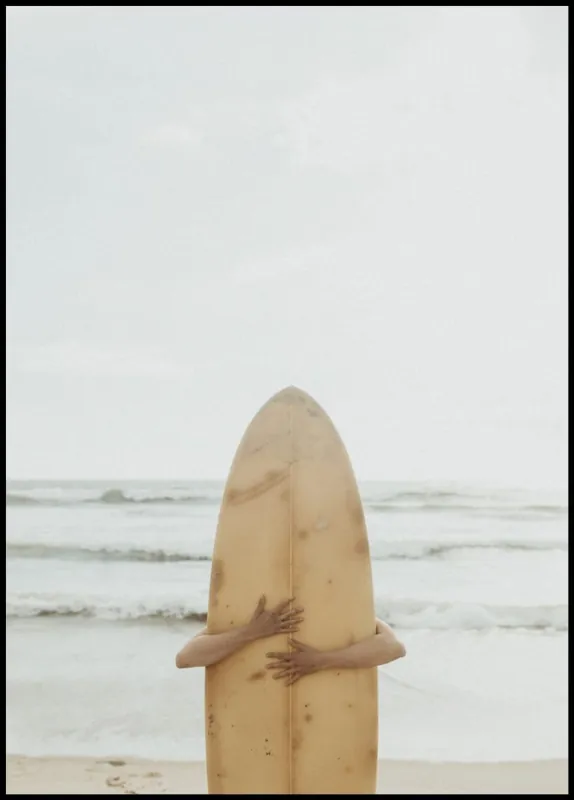 Saisonangebot Person Hugging a Surfboard Poster