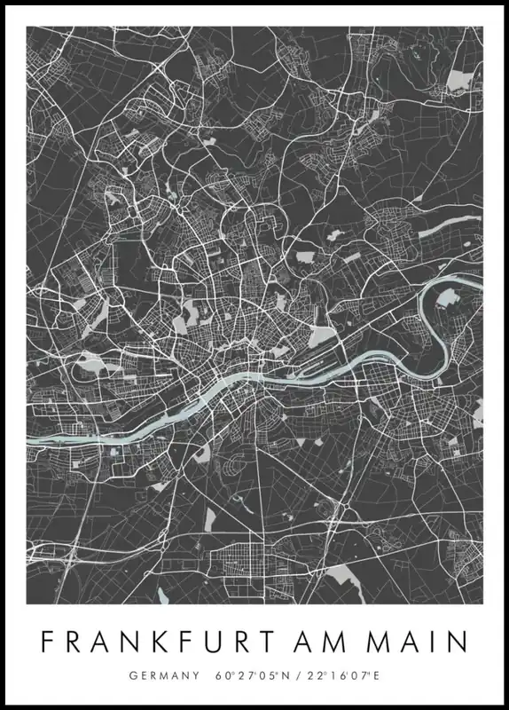 Map of Frankfurt Am Main Poster nr.2 Zertifiziert