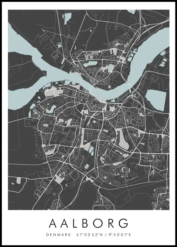 Schneller Versand Map of Aalborg Poster nr.2